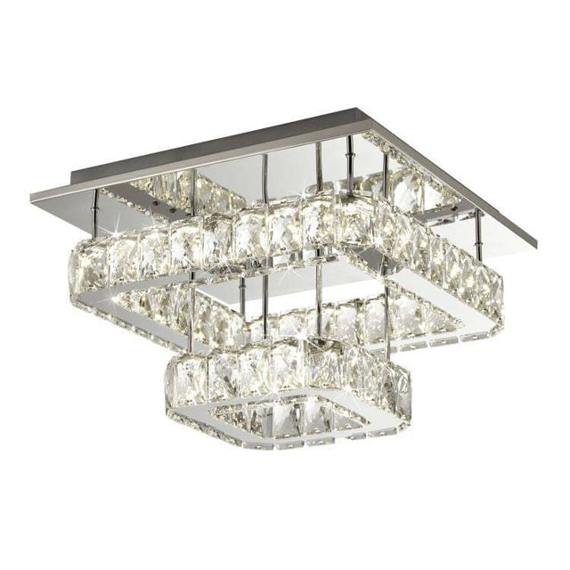 Newtown LED 2 Tier Flush Ceiling Light Chrome - Comet Lighting