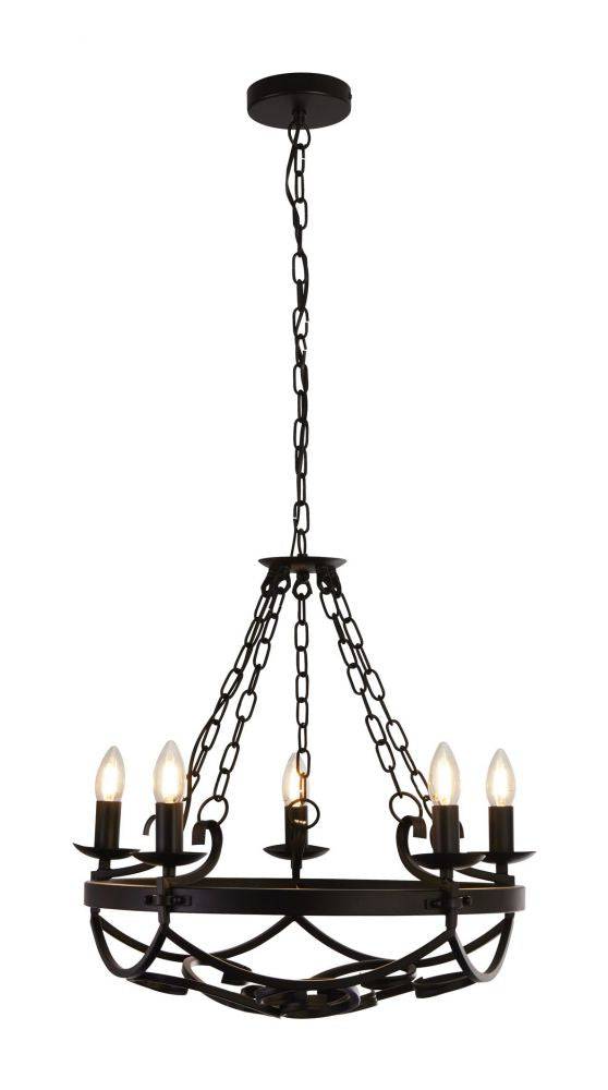 Northam 5Lt Pendant Ceiling Light Black - Comet Lighting