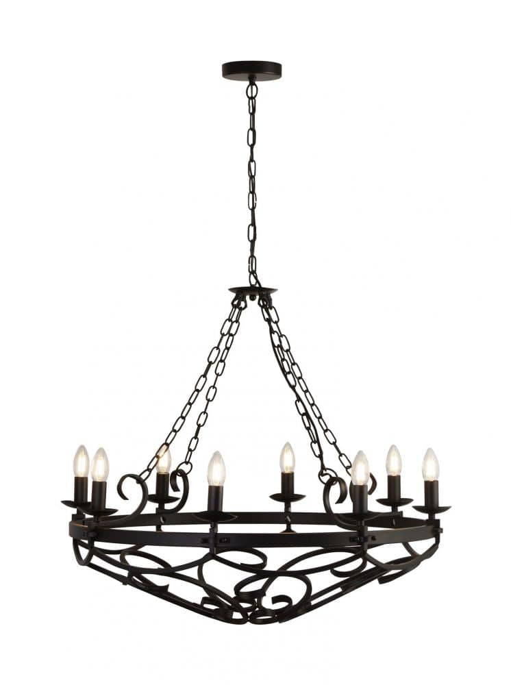 Northam 8Lt Chandelier Black - Comet Lighting