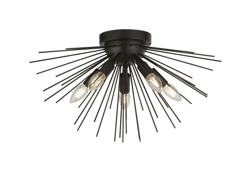 Northlew 5Lt Semi-Flush Ceiling Light Black - Comet Lighting