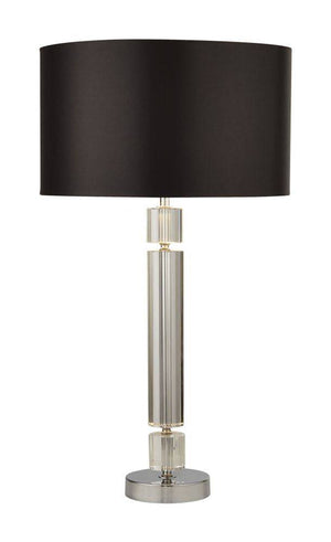 Plaford Table Lamp Chrome/Glass w/ Black Shade Silver Inner - Comet Lighting