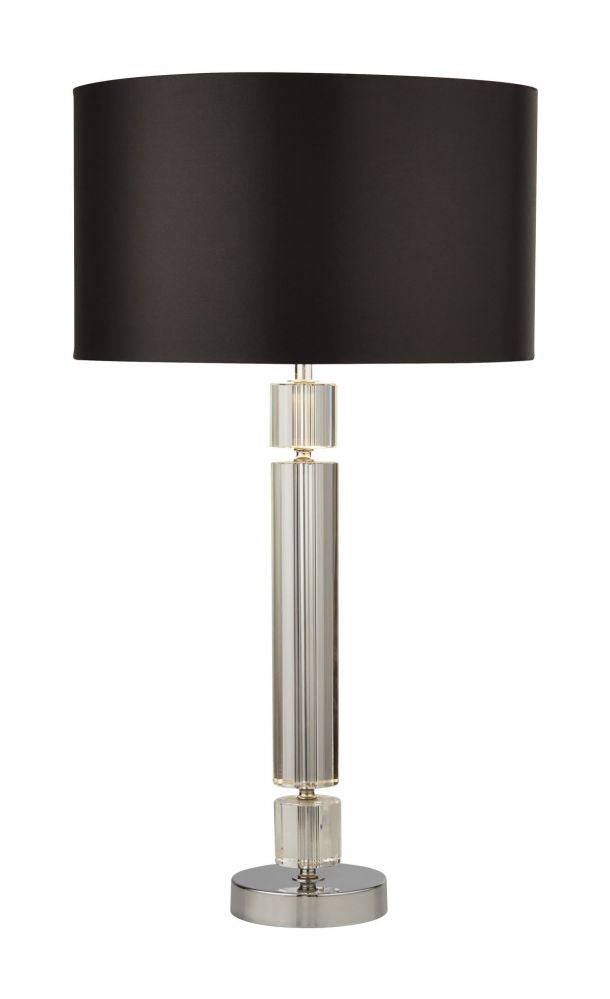 Plaford Table Lamp Chrome/Glass w/ Black Shade Silver Inner - Comet Lighting