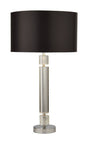 Plaford Table Lamp Chrome/Glass w/ Black Shade Silver Inner - Comet Lighting