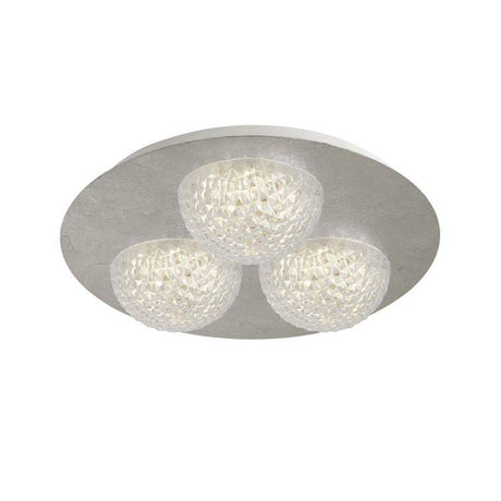Pomeroy 3Lt Round LED Ceiling Light - Silver Leaf - Comet Lighting