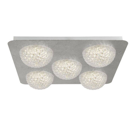 Pomeroy 5Lt Square LED Ceiling Light - Silver Leaf - Comet Lighting