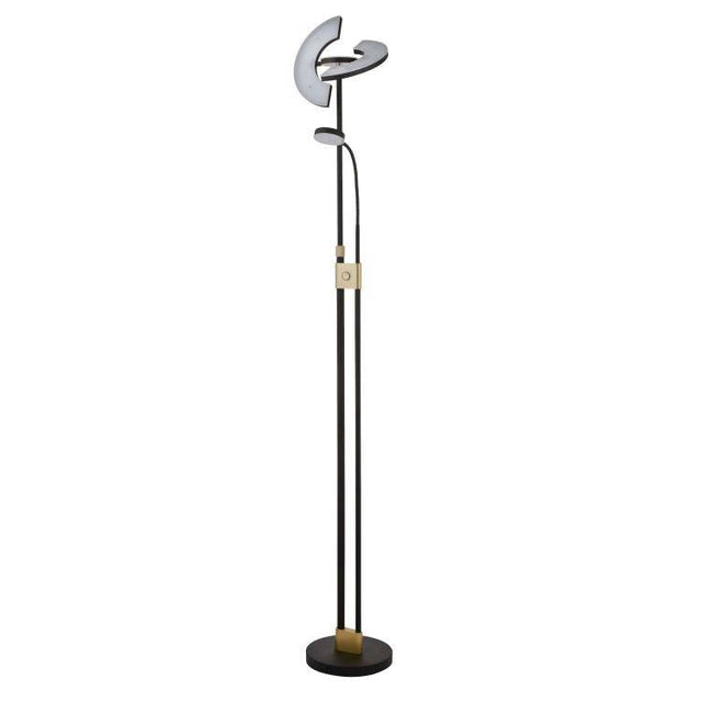 Putford LED Mother & Child Floor Lamp Matt Black & Satin Brass - Comet Lighting