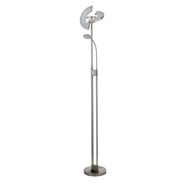 Putford LED Mother & Child Floor Lamp Satin Nickel & Chrome - Comet Lighting