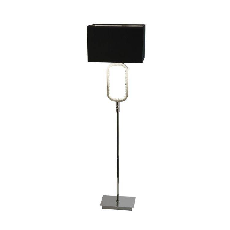 Silverton Floor Lamp Chrome w/ Black Shade - Comet Lighting