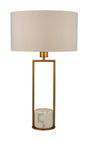 Tableau Gold Table Lamp w/ White Marble Base & White Drum Shade - Comet Lighting