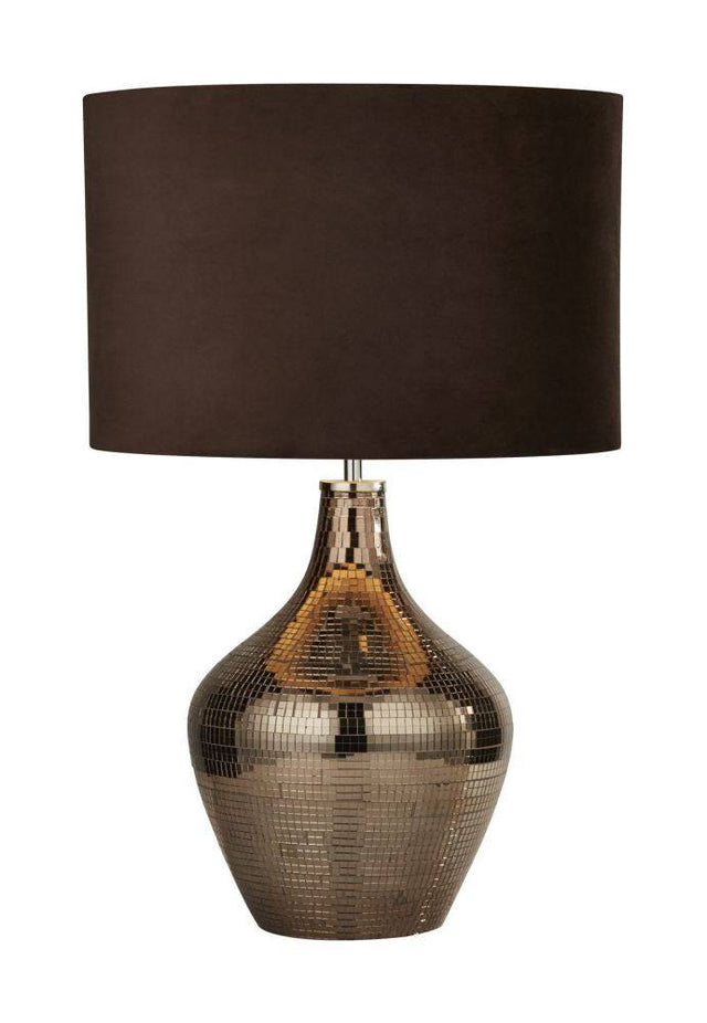 Tableau Smoked Mosaic Table Lamp w/ Brown Suede Shade - Comet Lighting