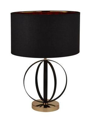 Tableau Table Lamp Black/Gold w/ Black Shade - Comet Lighting