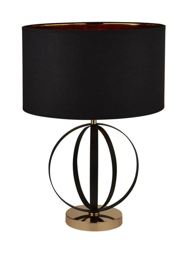 Tableau Table Lamp Black/Gold w/ Black Shade - Comet Lighting