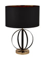 Tableau Table Lamp Black/Gold w/ Black Shade - Comet Lighting