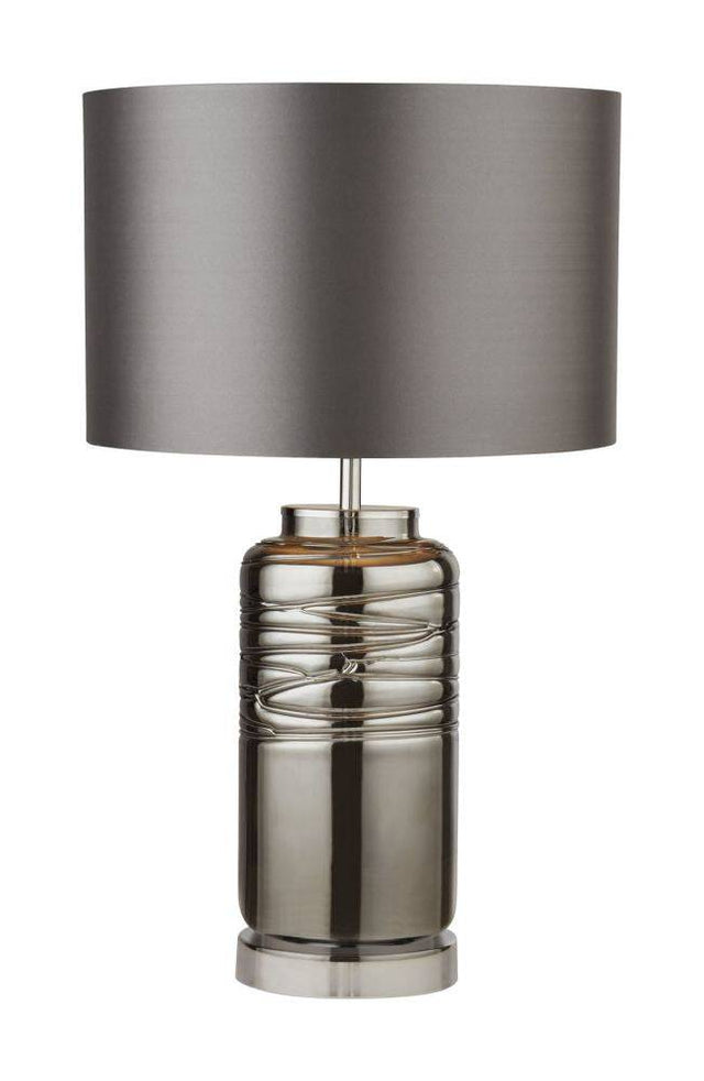 Tableau Table Lamp Smoked Glass w/ Grey Shade - Comet Lighting