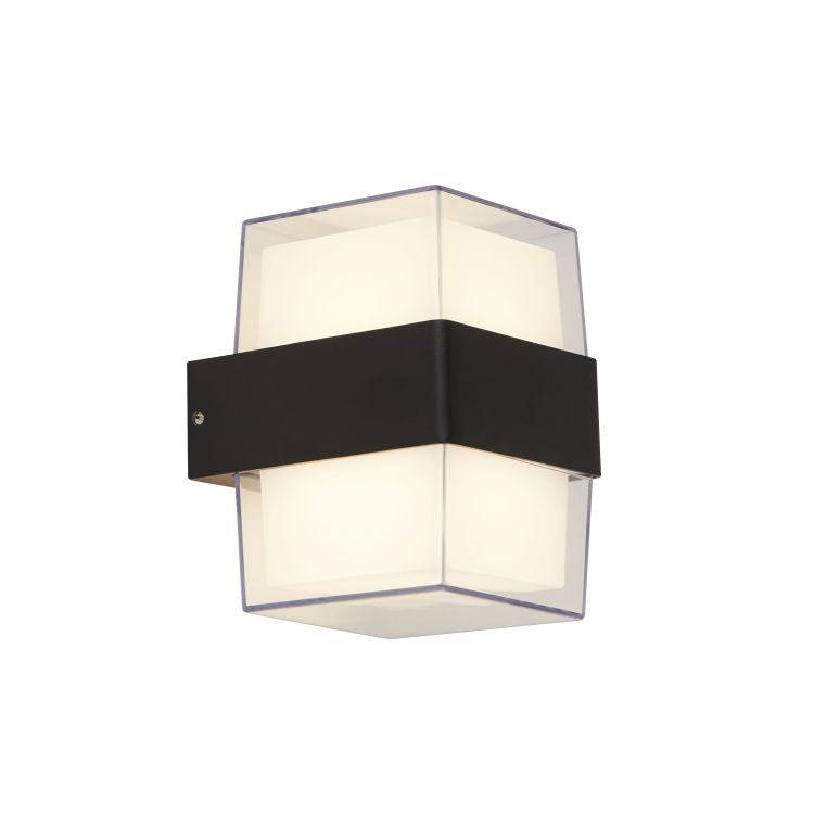 Wheddon 2Lt LED Outdoor Up/Down Light Wall Light Square Black - Comet Lighting