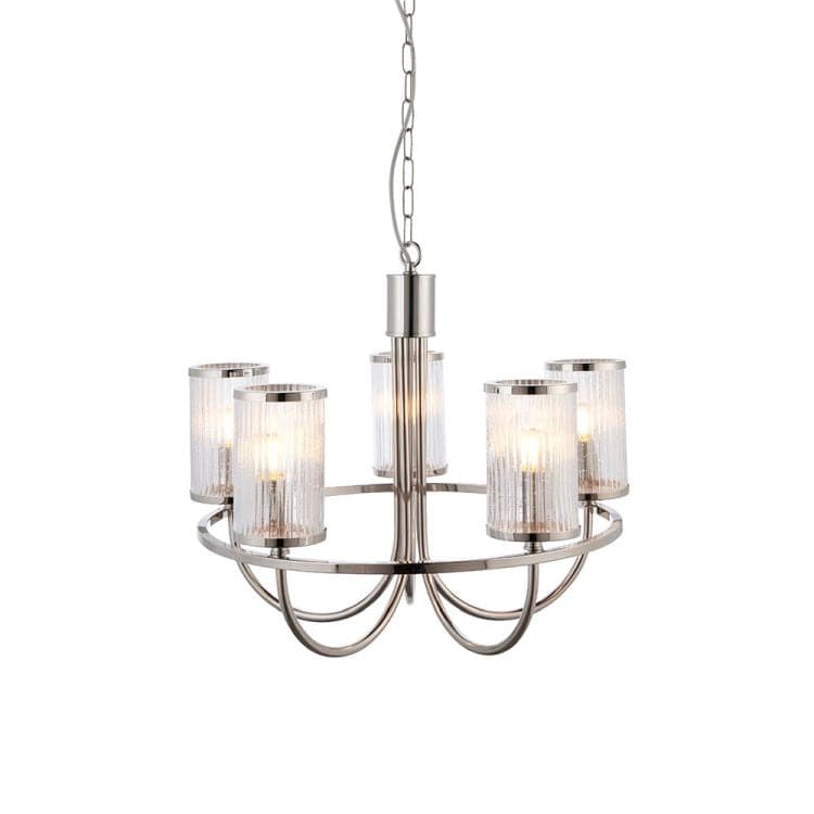 Aare 5Lt Pendant Ceiling Light Bright Nickel - Comet Lighting