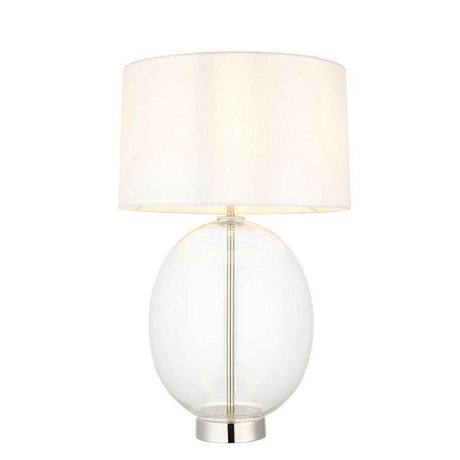 Abakan Touch Table Lamp Bright Nickel W/ White Shade - Comet Lighting