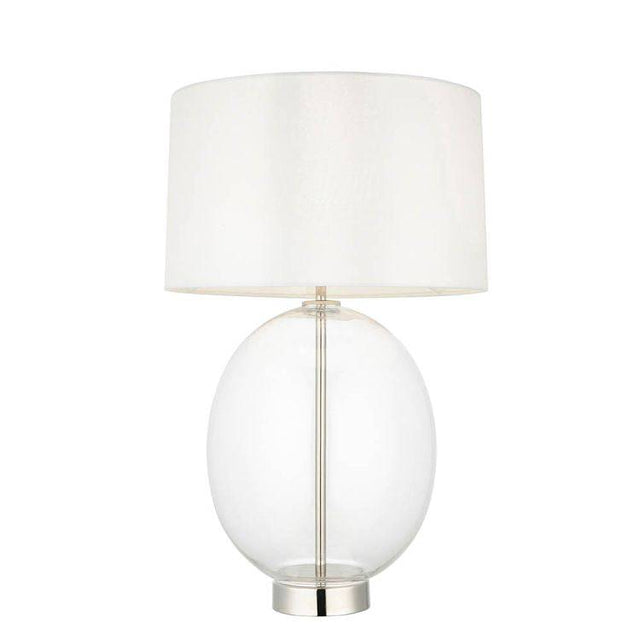 Abakan Touch Table Lamp Bright Nickel W/ White Shade - Comet Lighting