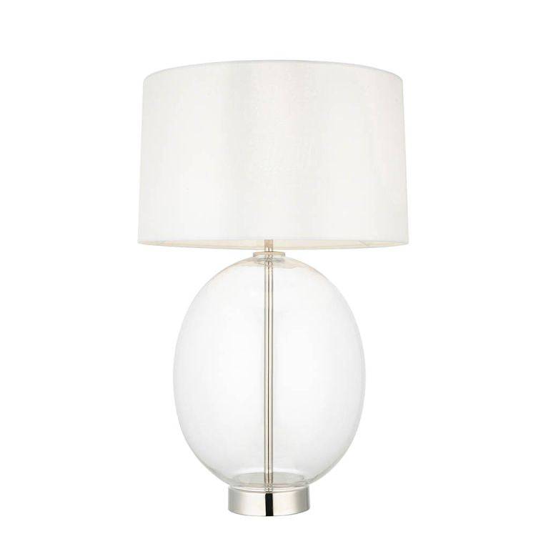 Abakan Touch Table Lamp Bright Nickel W/ White Shade - Comet Lighting