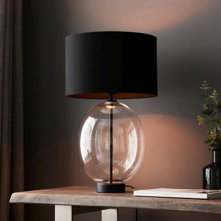 Abakan Touch Table Lamp Matt Black w/ Black Shade - Comet Lighting