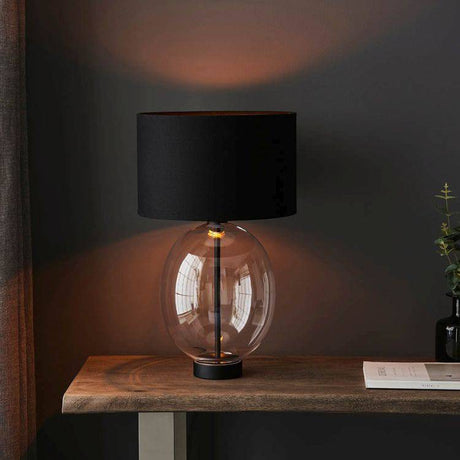 Abakan Touch Table Lamp Matt Black w/ Black Shade - Comet Lighting