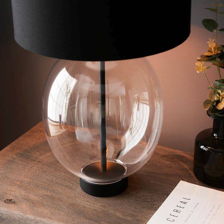 Abakan Touch Table Lamp Matt Black w/ Black Shade - Comet Lighting