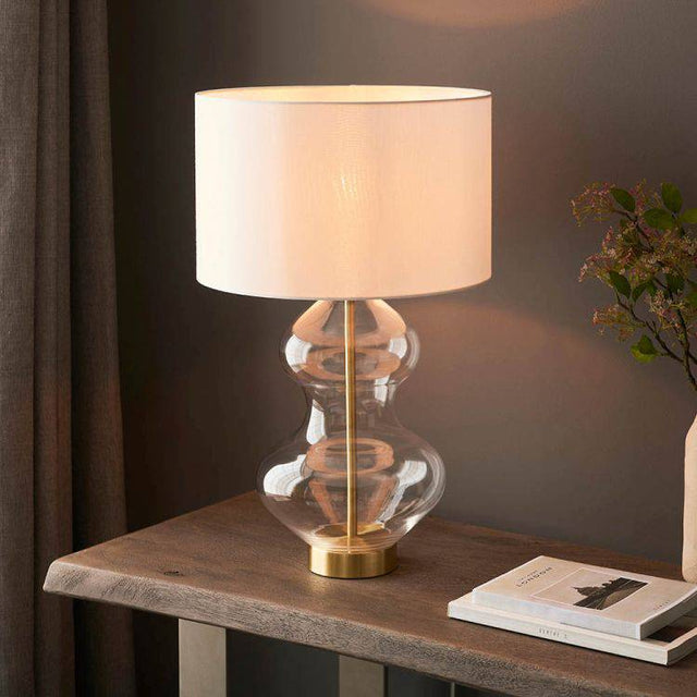 Abitibi Touch Table Lamp Bright Nickel W/ White Shade - Comet Lighting