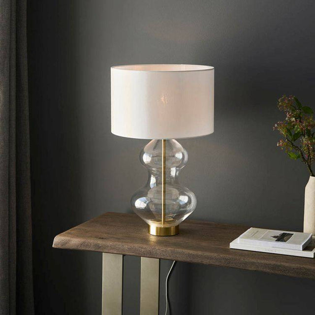 Abitibi Touch Table Lamp Bright Nickel W/ White Shade - Comet Lighting