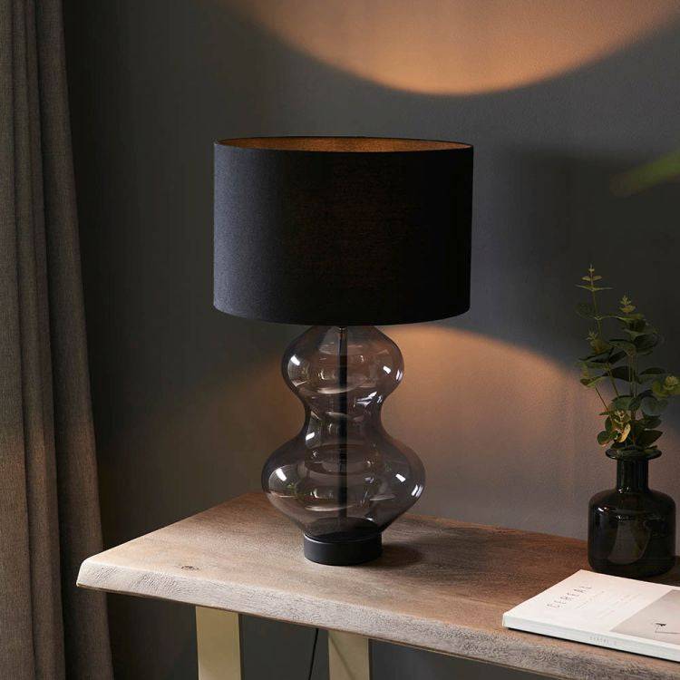 Abitibi Touch Table Lamp Matt Black w/ Black Shade - Comet Lighting