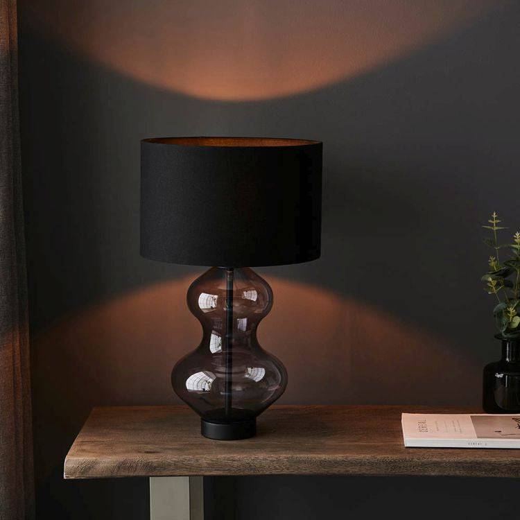 Abitibi Touch Table Lamp Matt Black w/ Black Shade - Comet Lighting