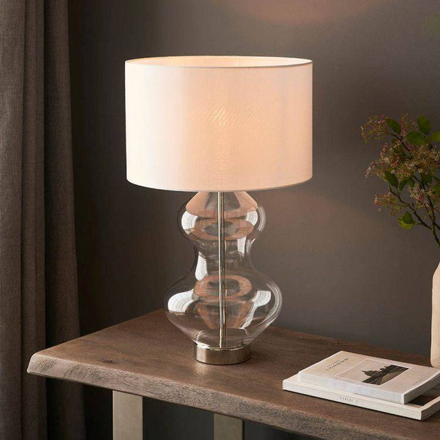 Abitibi Touch Table Lamp Satin Brass W/ White Shade - Comet Lighting