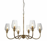 Acheron 6Lt Pendant Ceiling Light Antique Brass w/ Clear Glass - Comet Lighting