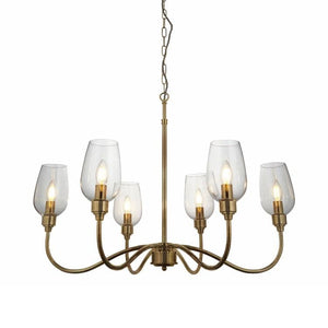 Acheron 6Lt Pendant Ceiling Light Antique Brass w/ Clear Glass - Comet Lighting