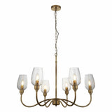 Acheron 6Lt Pendant Ceiling Light Antique Brass w/ Clear Glass - Comet Lighting