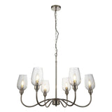 Acheron 6Lt Pendant Ceiling Light Bright Nickel w/ Clear Glass - Comet Lighting