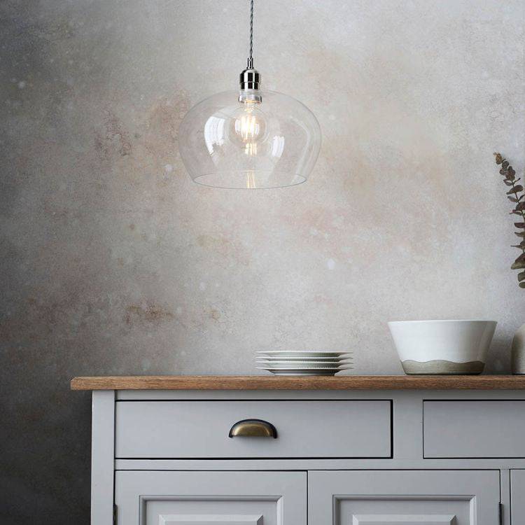 Acheron Medium Pendant Ceiling Light Bright Nickel - Comet Lighting