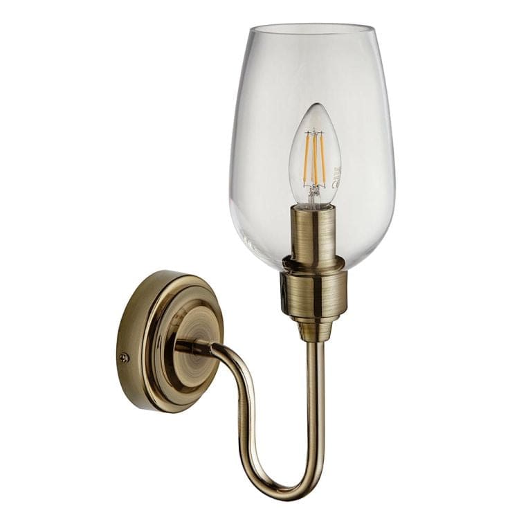 Acheron Wall Light Antique Brass w/ Clear Glass - Comet Lighting