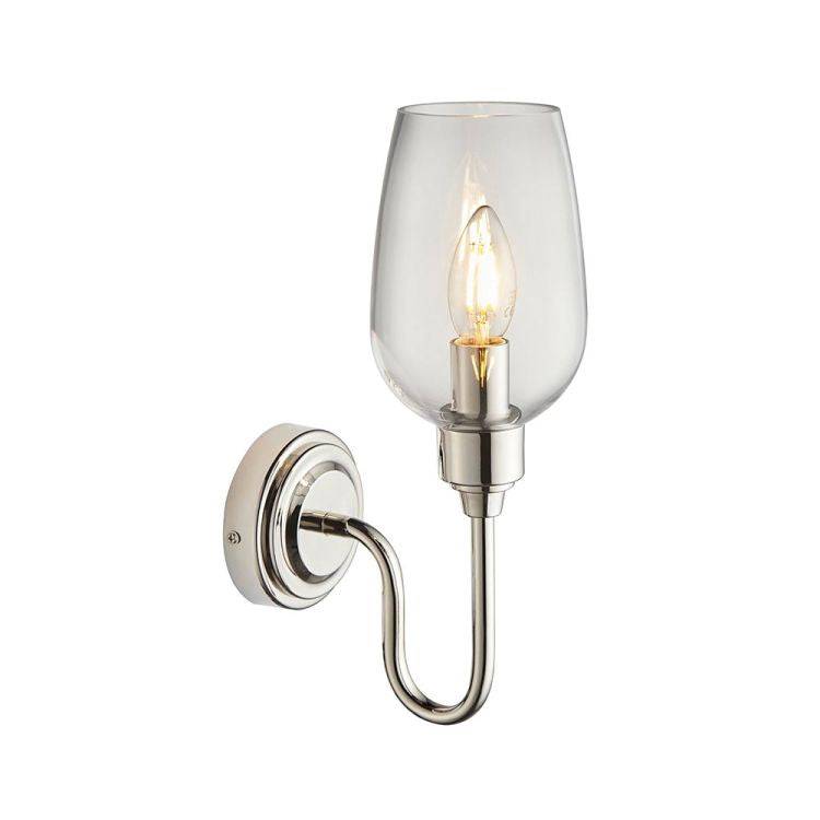 Acheron Wall Light Bright Nickel w/ Clear Glass - Comet Lighting