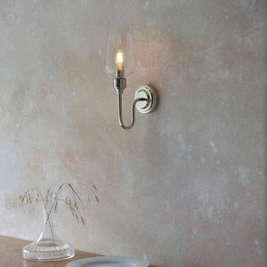 Acheron Wall Light Bright Nickel w/ Clear Glass - Comet Lighting