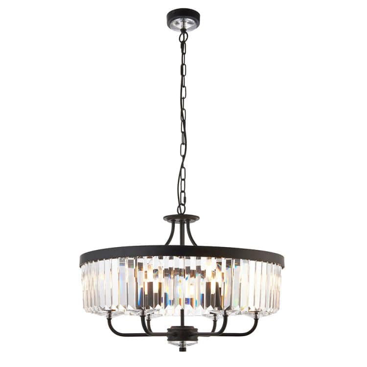 Acre 6Lt Semi-Flush Ceiling Light Matt Black - Comet Lighting