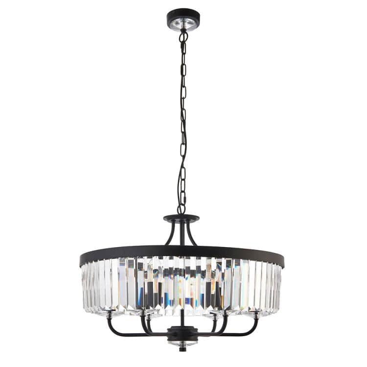 Acre 6Lt Semi-Flush Ceiling Light Matt Black - Comet Lighting