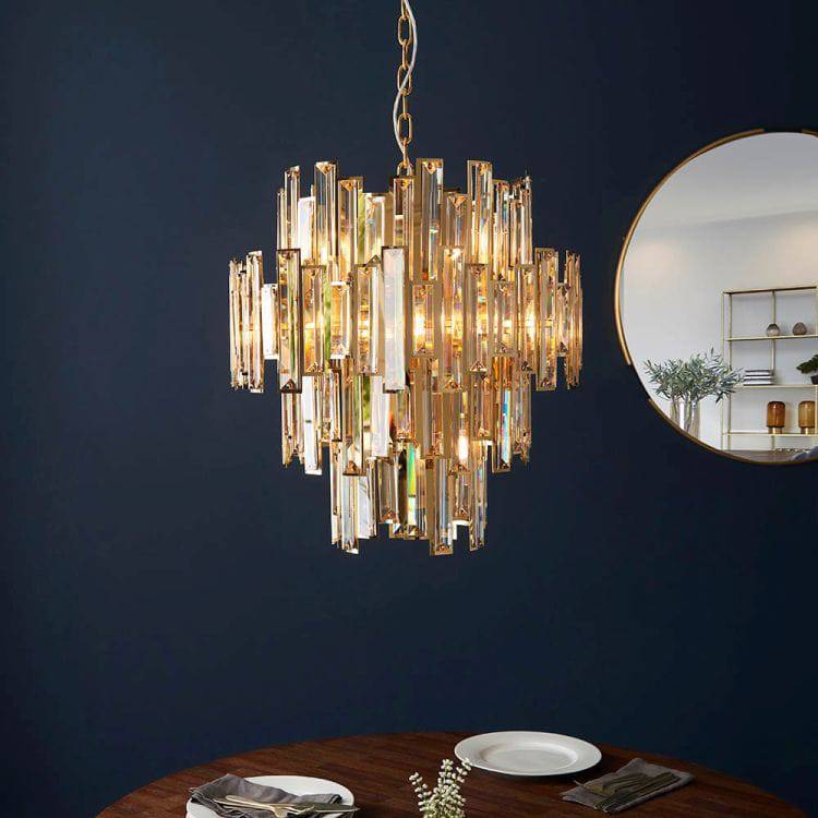 Adelaide 12Lt Pendant Ceiling Light Gold w/ Champagne Crystals - Comet Lighting