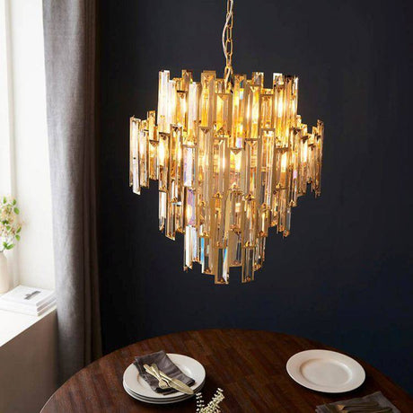 Adelaide 12Lt Pendant Ceiling Light Gold w/ Champagne Crystals - Comet Lighting