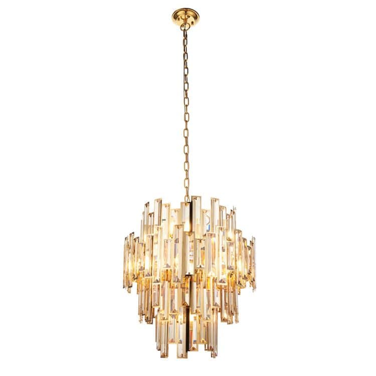 Adelaide 12Lt Pendant Ceiling Light Gold w/ Champagne Crystals - Comet Lighting