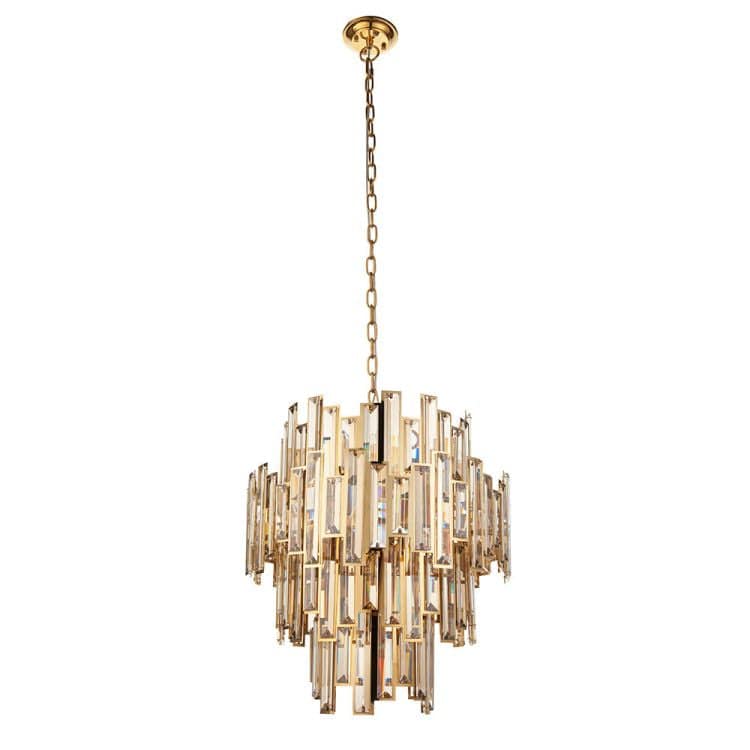 Adelaide 12Lt Pendant Ceiling Light Gold w/ Champagne Crystals - Comet Lighting