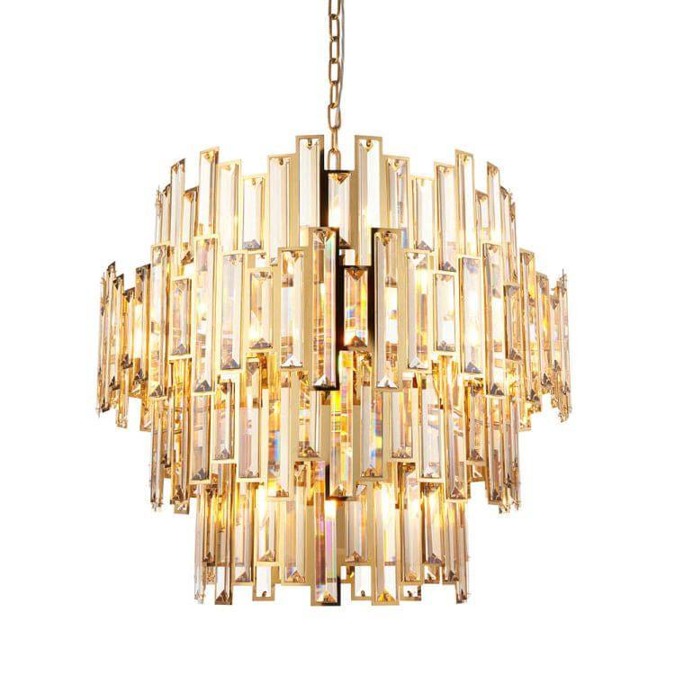 Adelaide 15Lt Pendant Ceiling Light Gold w/ Champagne Crystals - Comet Lighting