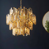 Adelaide 15Lt Pendant Ceiling Light Gold w/ Champagne Crystals - Comet Lighting