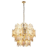 Adelaide 15Lt Pendant Ceiling Light Gold w/ Champagne Crystals - Comet Lighting