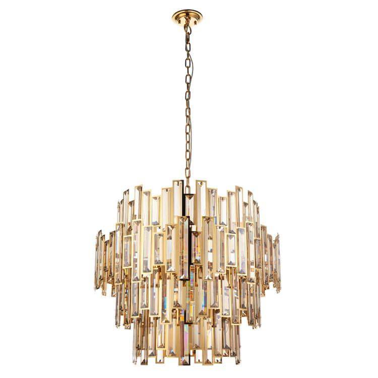 Adelaide 15Lt Pendant Ceiling Light Gold w/ Champagne Crystals - Comet Lighting