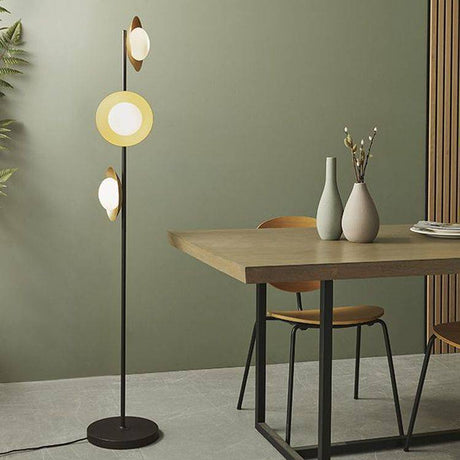 Aire 3Lt Floor Lamp Gold & Dark Bronze Finish With Opal Glass - Comet Lighting